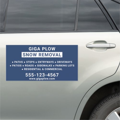 Snow Removal Bold Typography Navy 12x24 Car Magnet