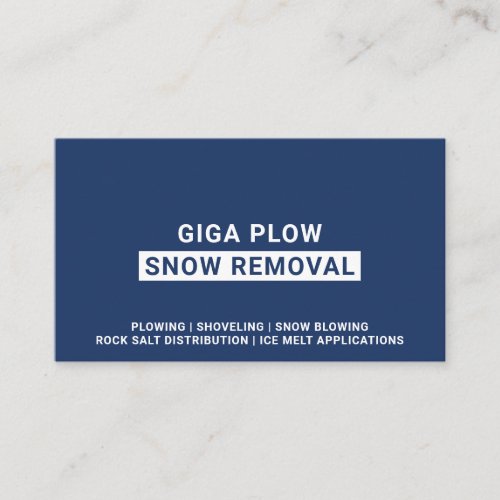 Snow Removal Bold Typography Navy Business Card