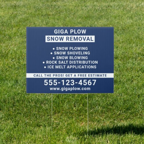 Snow Removal Bold Typography Navy Sign