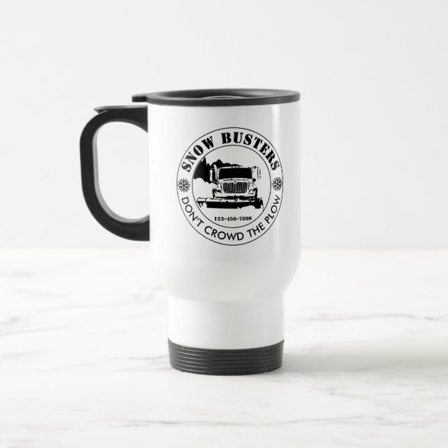 Snow Removal Business Add Your Logo Custom Travel Mug (Left)