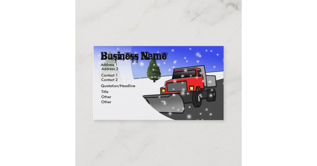 Snow Removal Business Card Zazzle