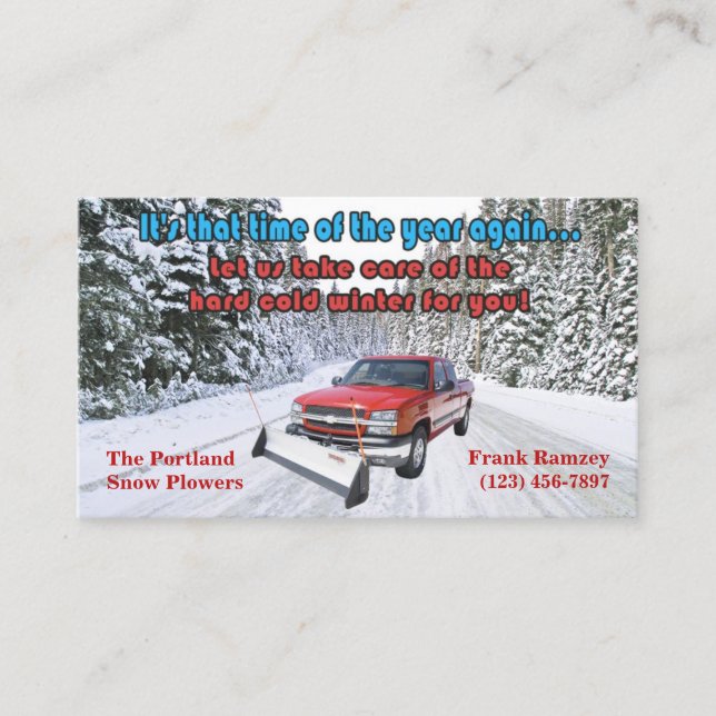Snow Removal Business Card Template  (Front)