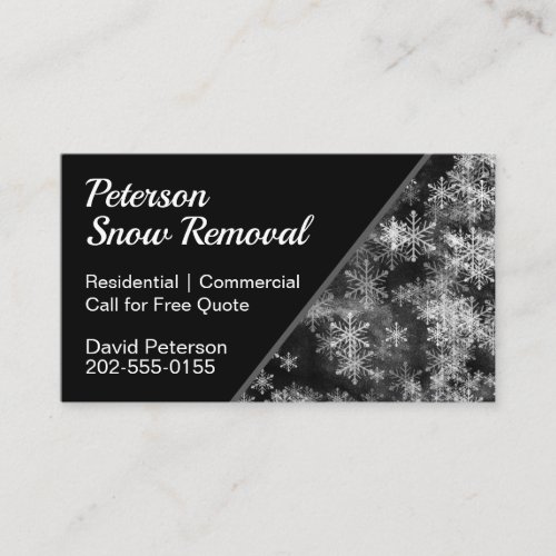 Snow Removal Clearing Black Business Card