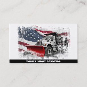 *~* Snow Removal Distressed Truck AP74 Flag Business Card