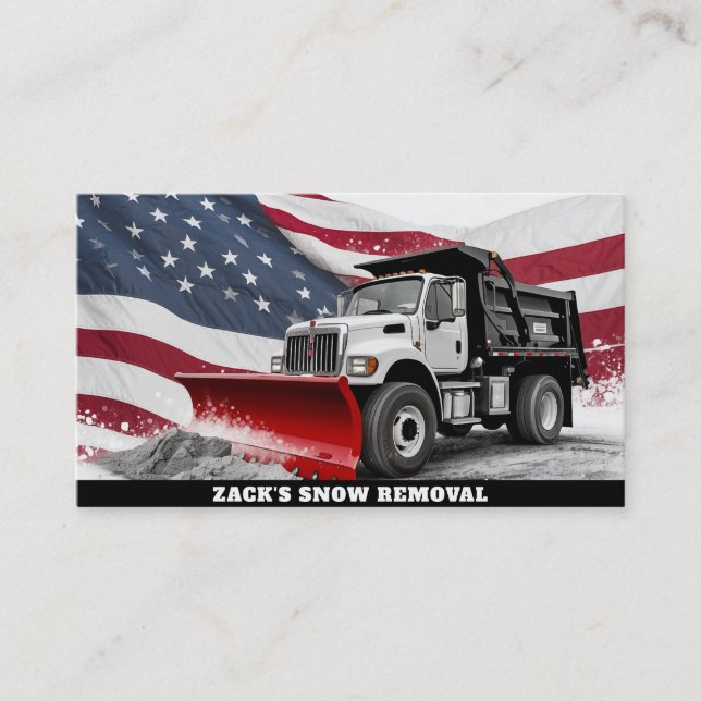 *~* Snow Removal Distressed Truck AP74  US Flag Business Card (Front)