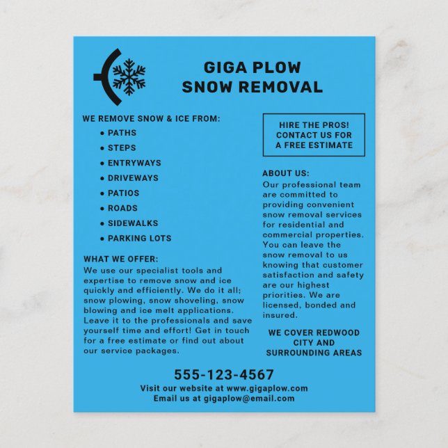 Snow Removal Plow And Snowflake Graphic Flyer (Front)