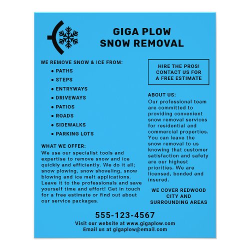 Snow Removal Plow And Snowflake Graphic Flyer