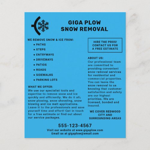 Snow Removal Plow And Snowflake Graphic Flyer
