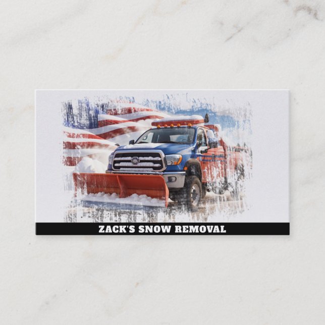 *~* Snow Removal  Plow Truck AP74 Flag Patriotic  Business Card (Front)