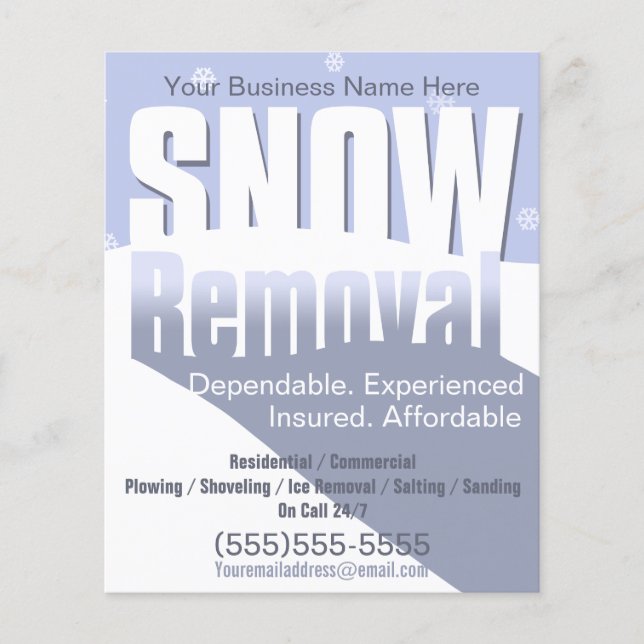 Snow Removal Plowing Customizable Template 4x5 Flyer (Front)
