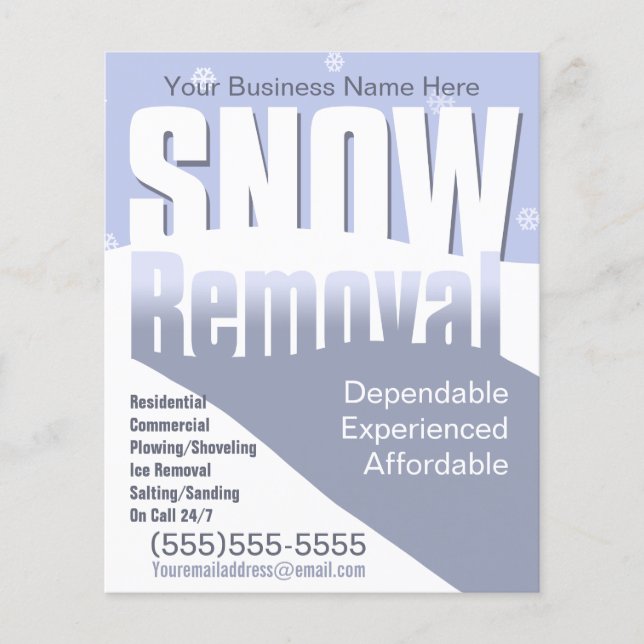 Snow Removal Plowing Customizable Template Flyer (Front)