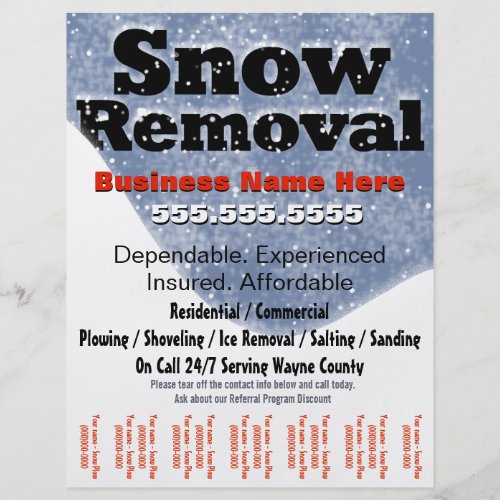 Snow Removal Plowing Tear Sheet Template