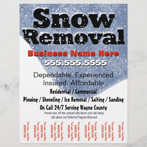 Snow Removal Plowing Tear Sheet Template