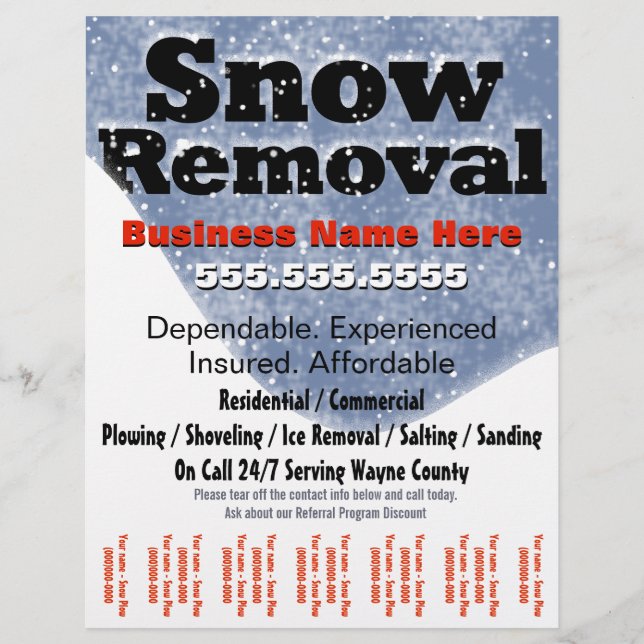 Snow Removal Plowing Tear Sheet Template (Front)