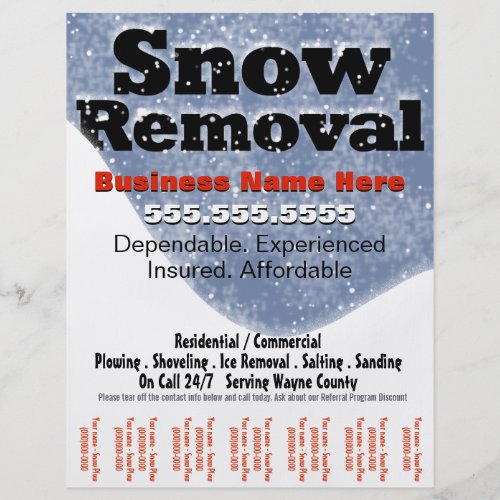 Snow Removal Plowing Tear Sheet Template 2