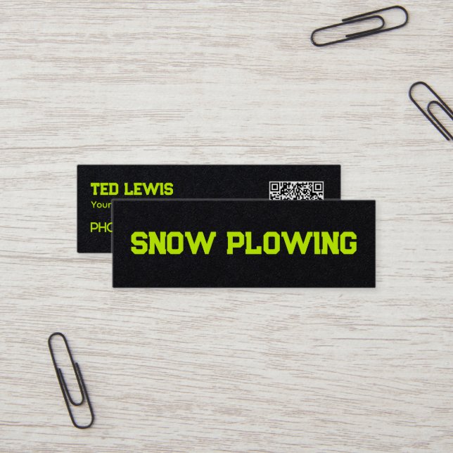 Snow Removal QR Code Mini Business Card (Front/Back In Situ)