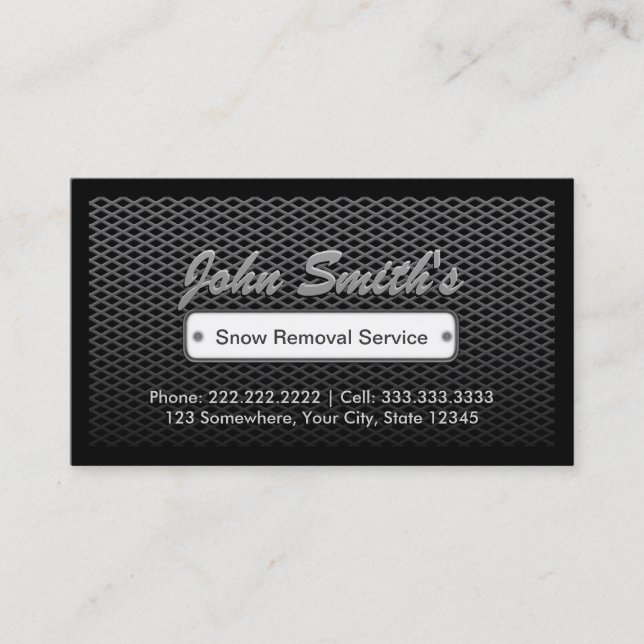 Snow Removal Service Professional Dark Metal Business Card (Front)