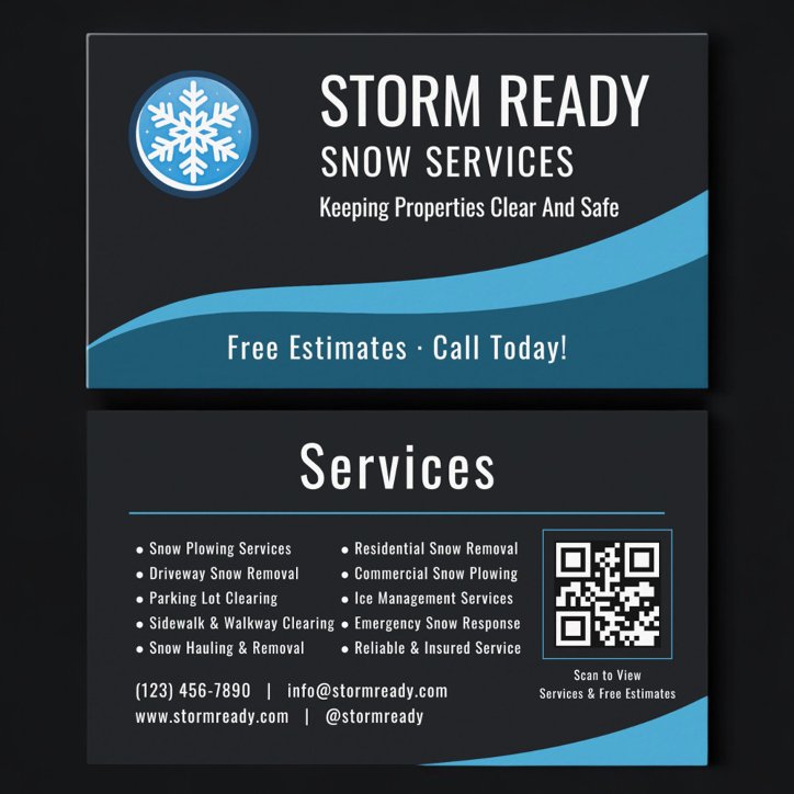 Snow Removal Service QR Code Professional Business Card
