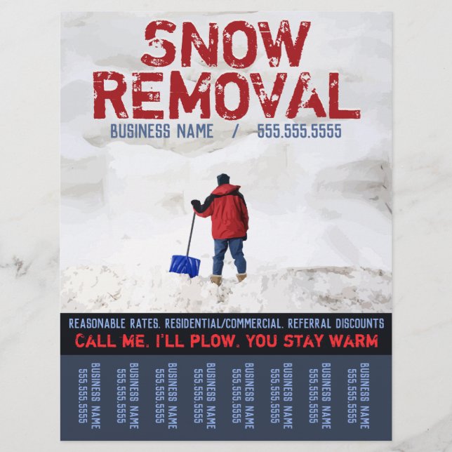 Snow Removal. Snow Plow Business.CustomTear Sheet (Front)