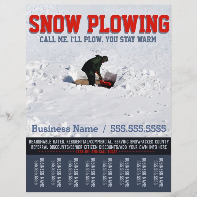 Snow Removal. Snow Plow Service.Custom Tear Sheet (Front)
