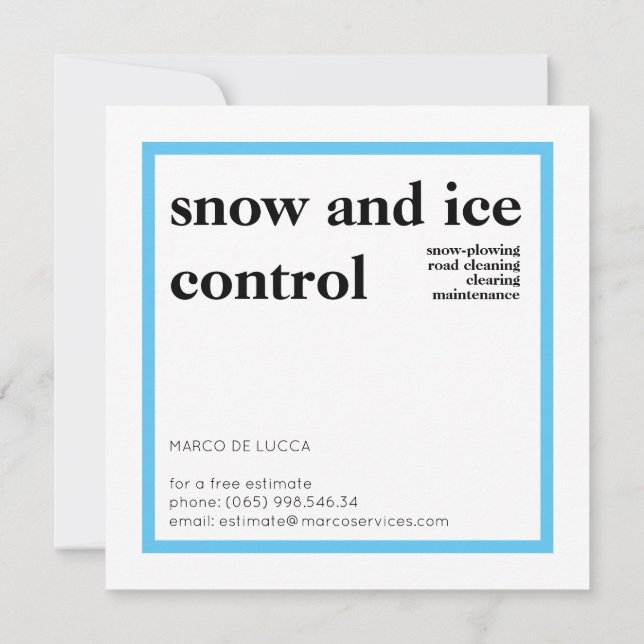 Snow Removal, Snow Plowing Services Invitation (Back)