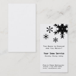 Snow Removal, Snow Plowing Vertical Black and Whit Business Card | Zazzle