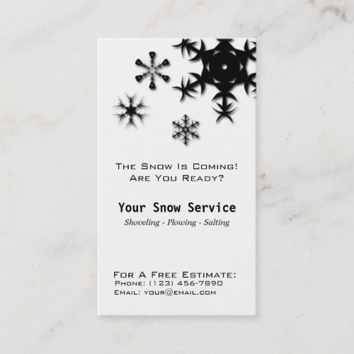 Snow Removal, Snow Plowing Vertical Black and Whit Business Card Templates