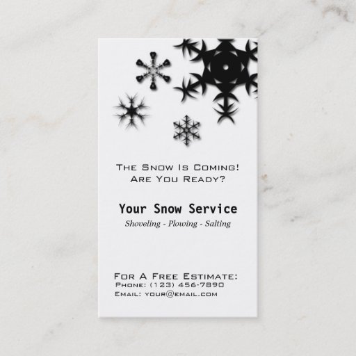 Customizable Snow Removal, Snow Plowing Vertical Black and Whit Business Card Templates