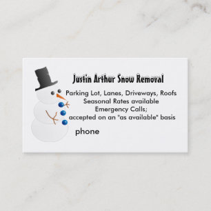 Snow Removal Template with Snowman Business Card