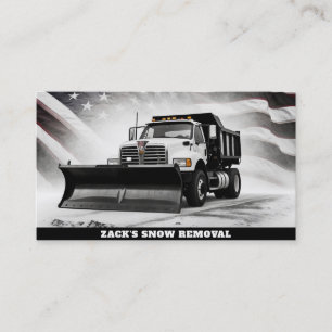 *~* Snow Removal Truck AP74 US Flag Black White Business Card