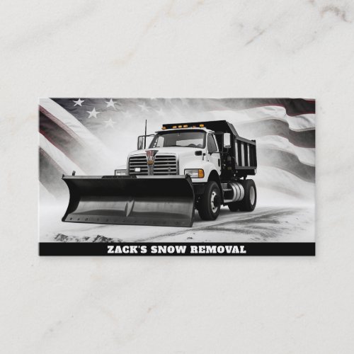 Snow Removal Truck AP74  US Flag Black White Business Card