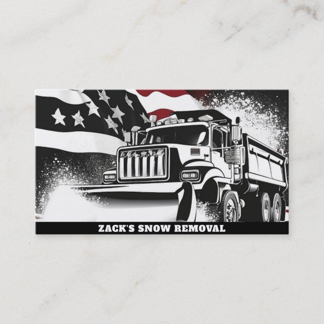 *~* Snow Removal Truck   Flag Red White Blue AP74 Business Card (Front)