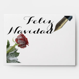 Snow rose Feliz Navidad Letter Envelope