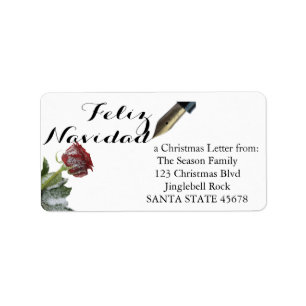 Snow rose Feliz Navidad Letter Label