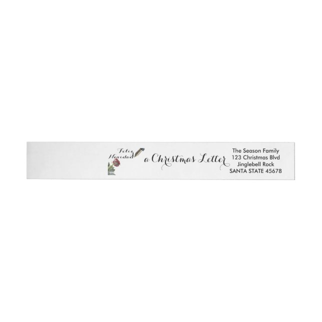 Snow rose Feliz Navidad Letter Wrap Around Address Label (Individual)
