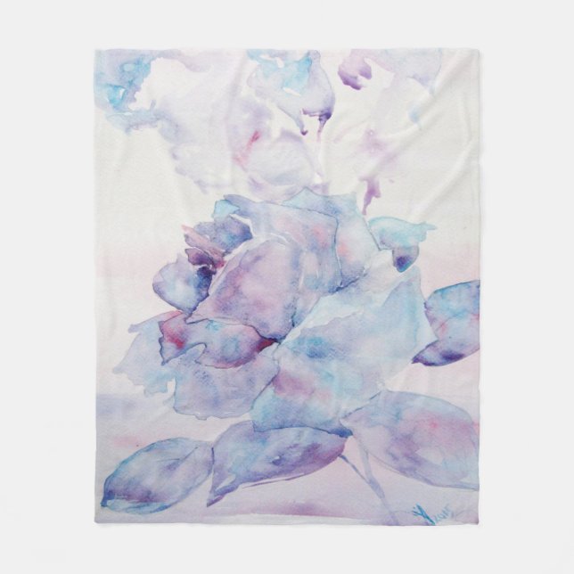 Snow Rose. Flower Fleece Blanket (Front)