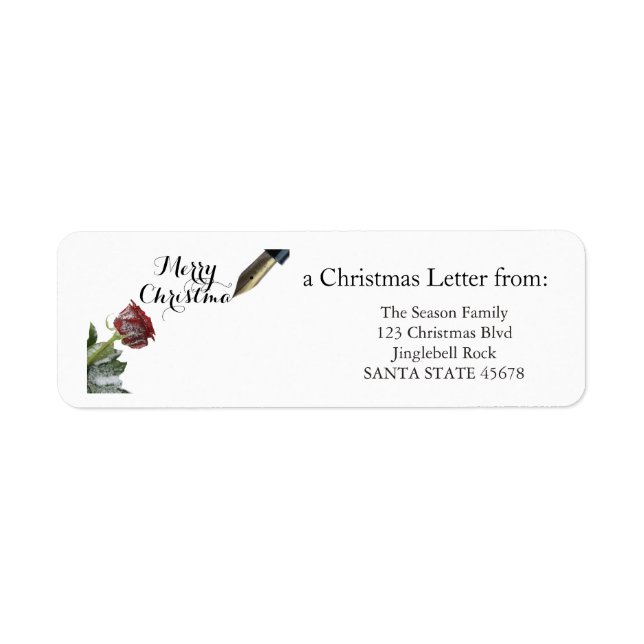 Snow rose Merry Christmas Label (Front)