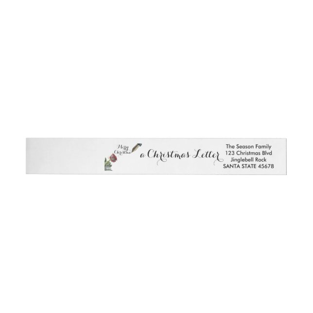 Snow rose Merry Christmas Wrap Around Address Label (Individual)