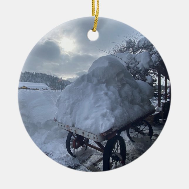 Snow Rush, Truckee, California Ceramic Ornament (Front)