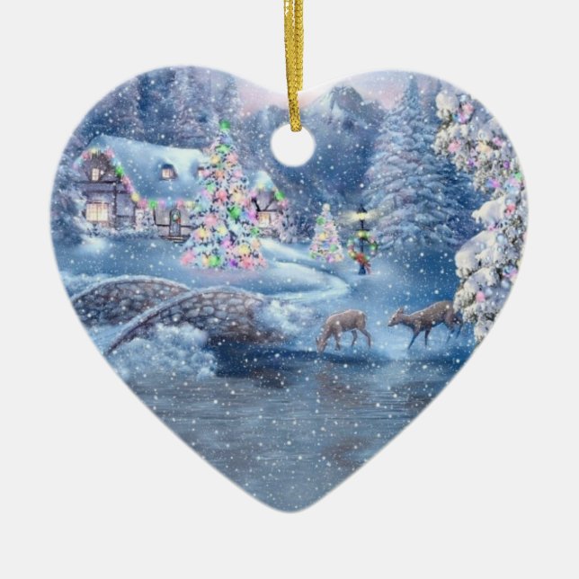 Snow Scene Christmas Ornament (Front)