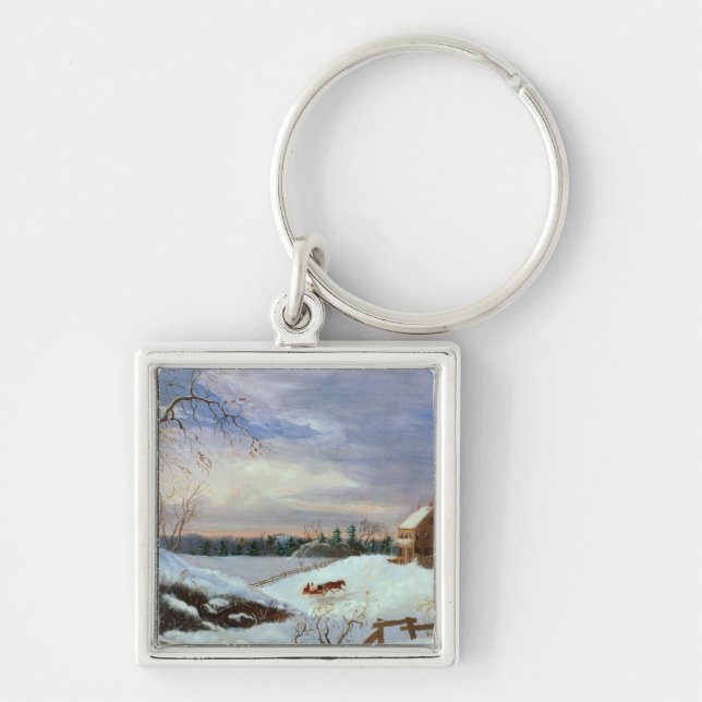 Snow scene, New England Keychain (Front)