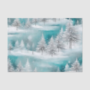 Snow Scene Winter Forest Ice Blue White Xmas Tissue Paper