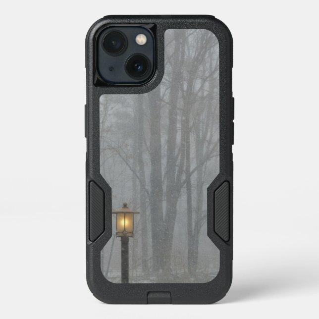 Snow Scene with Glowing Old Street Lamp Otterbox iPhone Case (Back)