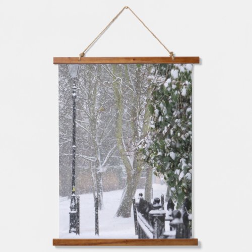 Snow Scene with Old Street Light Tapestry