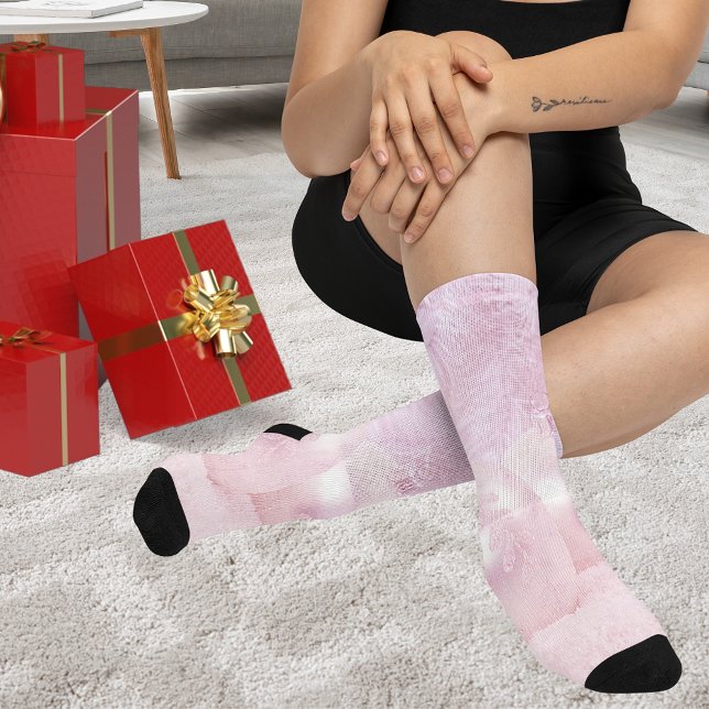 Snow Scene with Ornaments and Pink Tint Snow Socks (Snow Scene with Ornaments and Pink Tint Snow Socks)