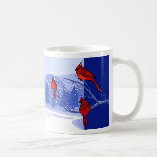 Snow Scene with Red Cardinals Christmas Gift  Coffee Mug