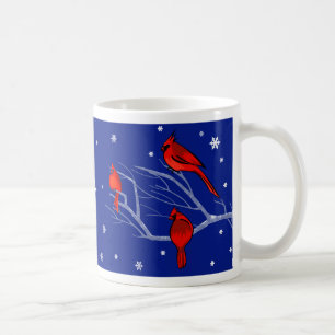 Snow Scene with Red Cardinals Christmas Gift Coffee Mug