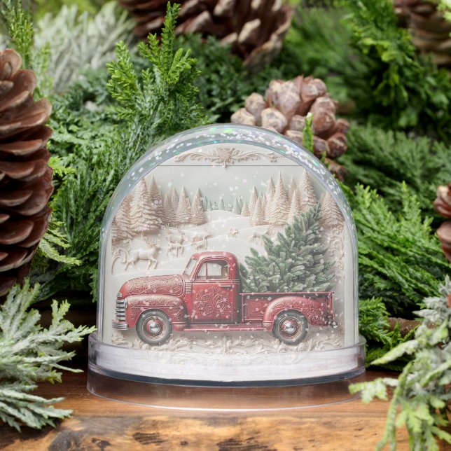 Snow Scene with Red Truck Christmas  Globe (Winter)