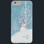 Snow Scene with Snowman Christmas Phone Case<br><div class="desc">Christmas Stocking design makes a great Christmas gift for young and old! This snowman in winter design would be a perfect stocking stuffer for anyone that loves winter - young or old, guy or gal! Be sure to personalize it. PLEASE NOTE: DESIGNS: If you see a design you like, but...</div>