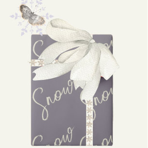Snow script sugarplum purple butter cream elegant wrapping paper